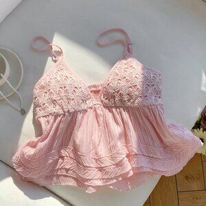 Baby Pink Boho Women's Lace Patchwork Camisole